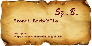 Szondi Borbála névjegykártya